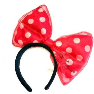 Authentic Tokyo Disney Resort Japan Minnie Mouse Ears Headband Big Bow Dots red